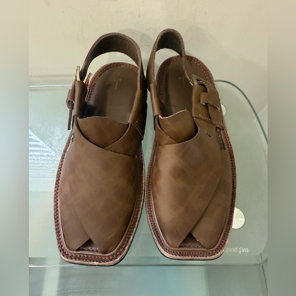 Sandal Men Peshawari Chappal Handmade Shoe Brown Genuine Leather Upper 8 - Picture 2 of 6